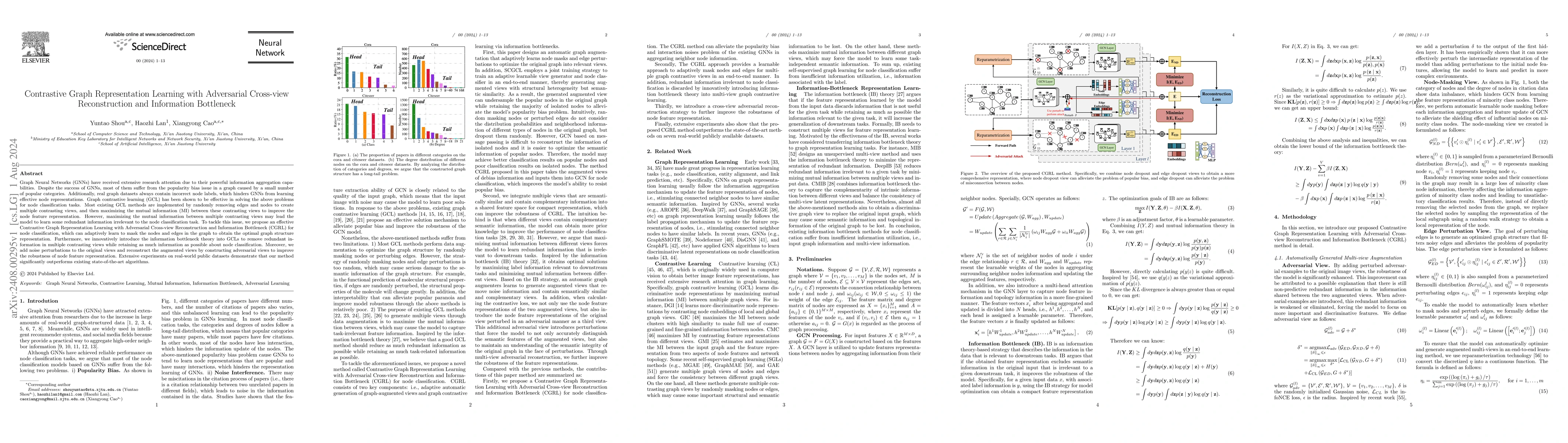 Thumbnail for Contrastive Graph Representation Learning with Adversarial Cross-view
  Reconstruction and Information Bottleneck