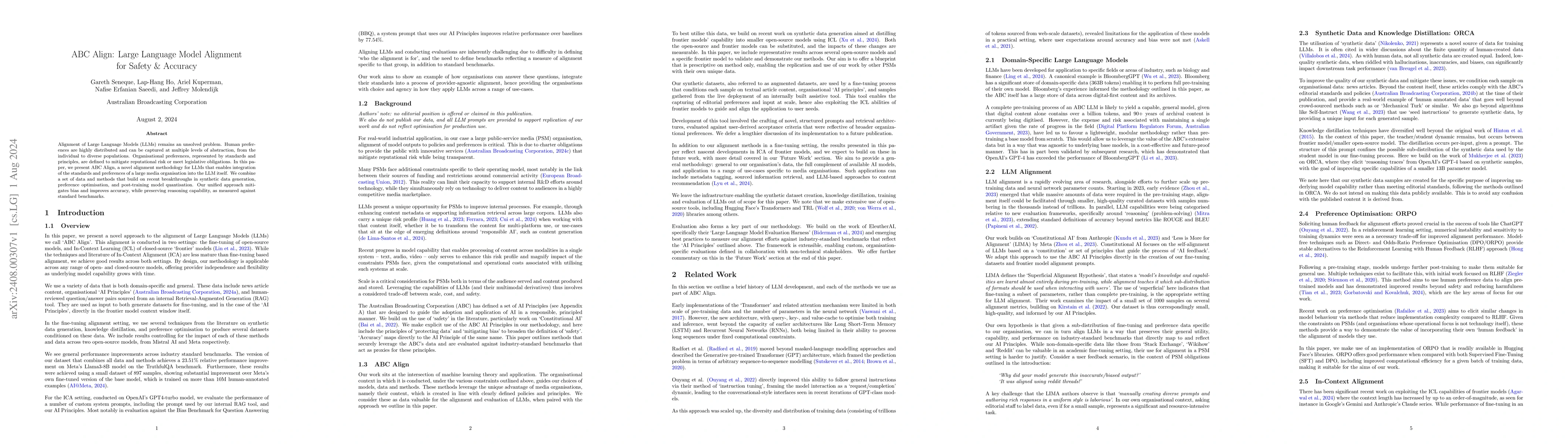 Thumbnail for ABC Align: Large Language Model Alignment for Safety & Accuracy
