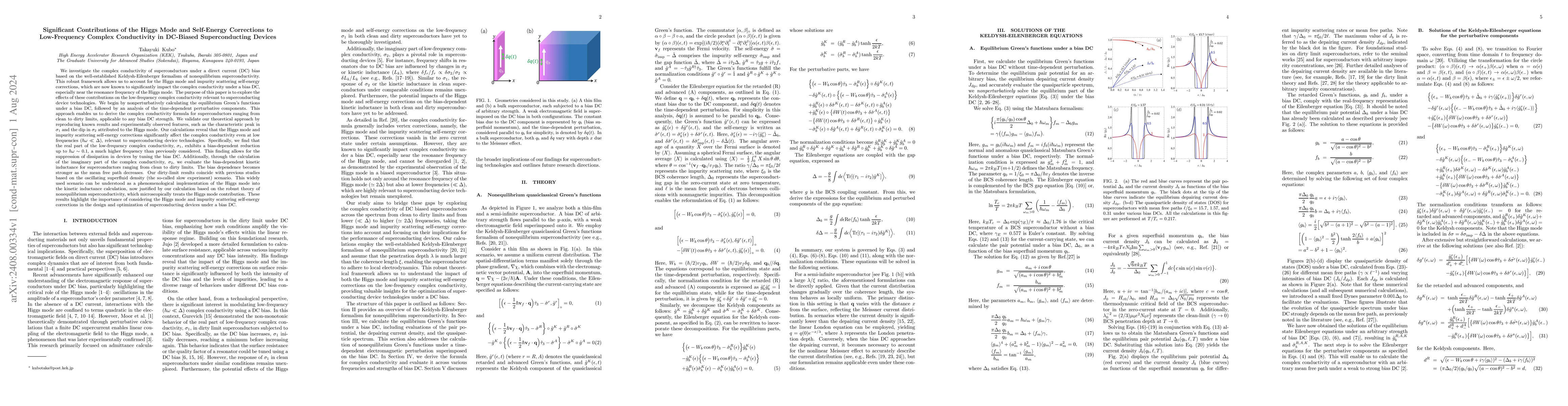 Thumbnail for Significant Contributions of the Higgs Mode and Self-Energy Corrections
  to Low-Frequency Complex Conductivity in DC-Biased Superconducting Devices