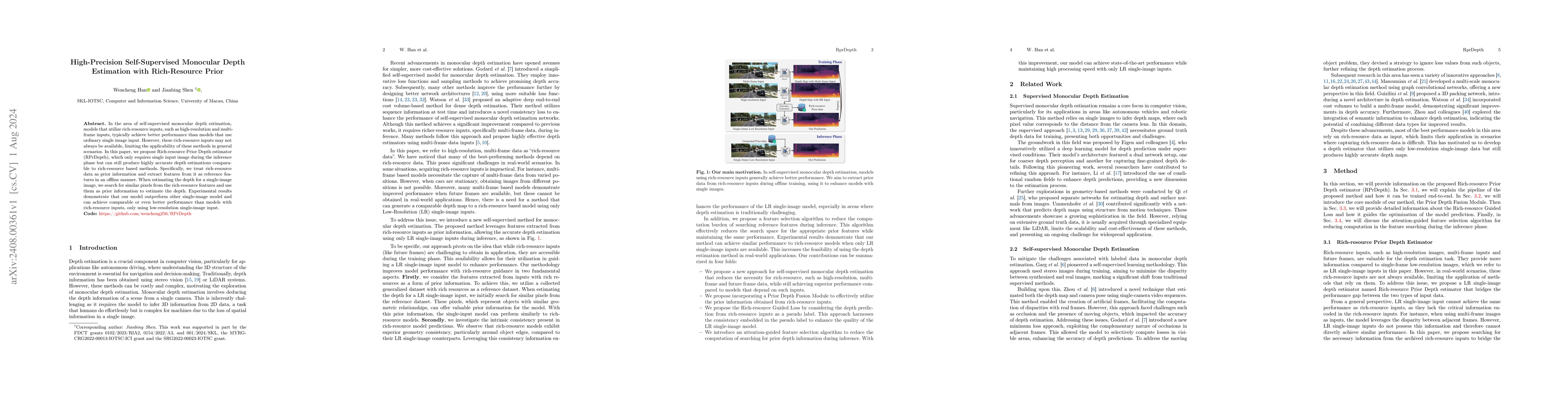 Thumbnail for High-Precision Self-Supervised Monocular Depth Estimation with
  Rich-Resource Prior