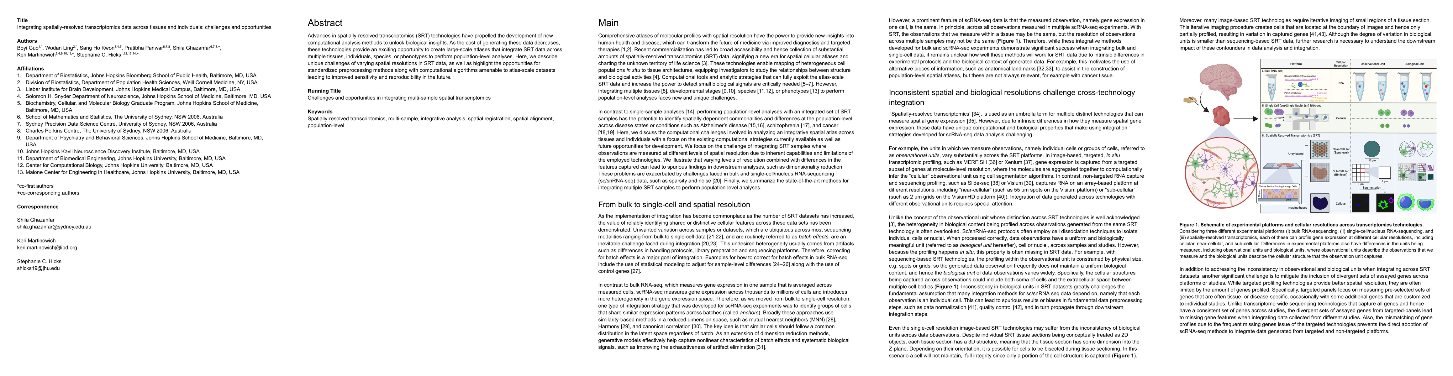 Thumbnail for Integrating spatially-resolved transcriptomics data across tissues and
  individuals: challenges and opportunities