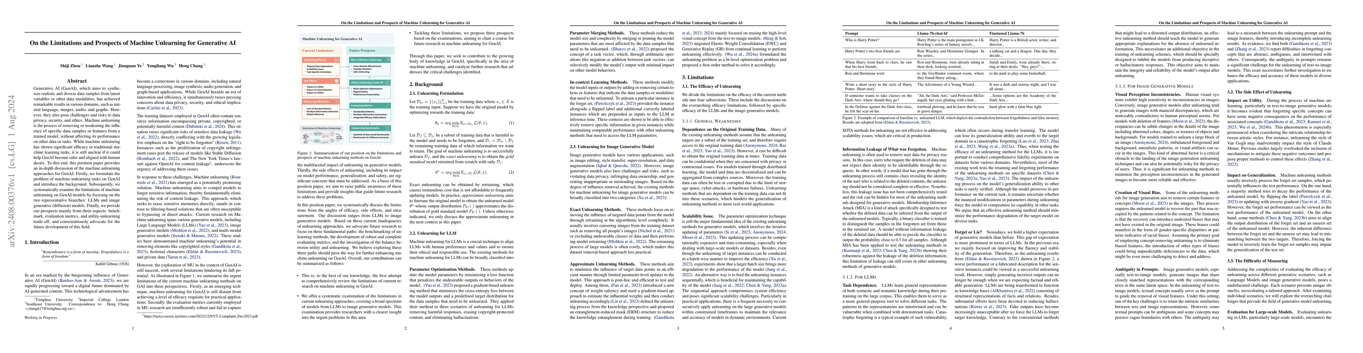 Thumbnail for On the Limitations and Prospects of Machine Unlearning for Generative AI