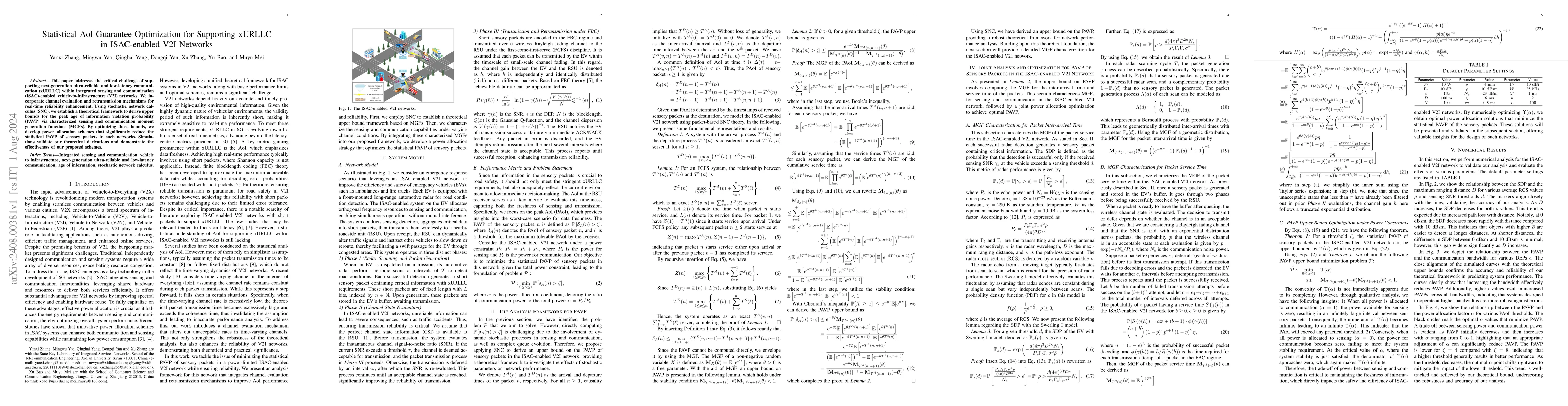 Thumbnail for Statistical AoI Guarantee Optimization for Supporting xURLLC in
  ISAC-enabled V2I Networks