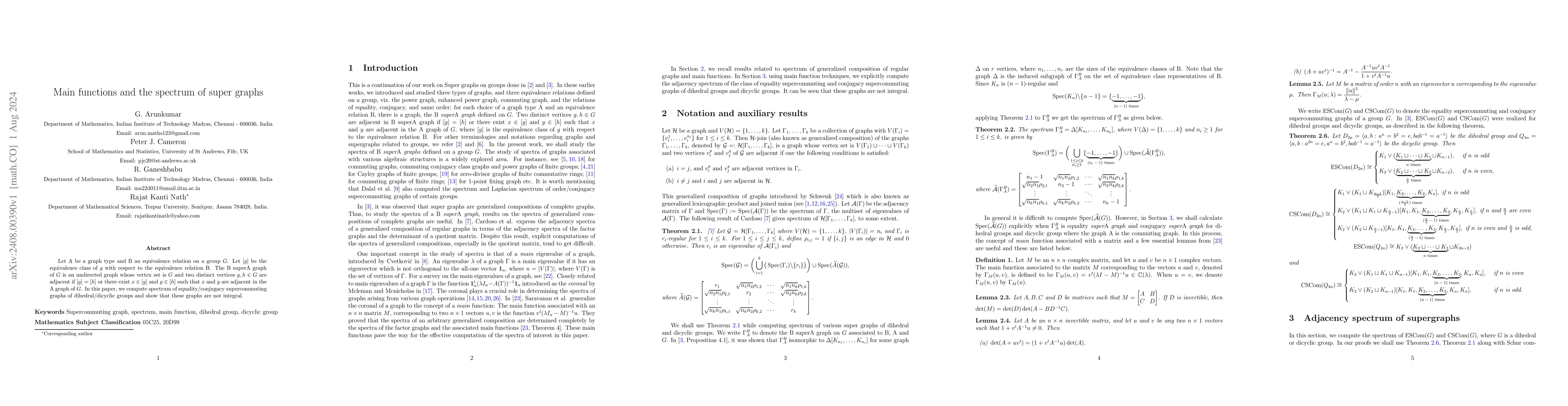 Thumbnail for Main functions and the spectrum of super graphs