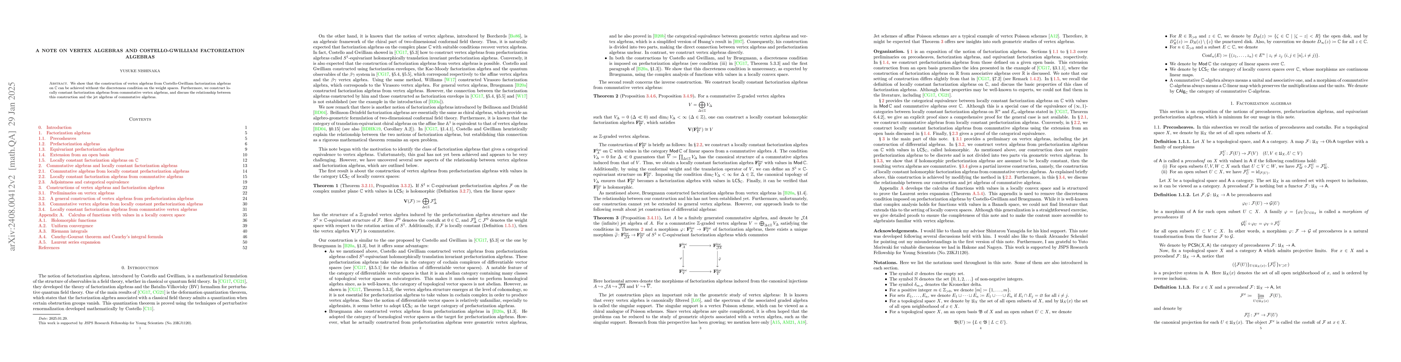 Thumbnail for An algebraic construction of functors between vertex algebras and
  Costello-Gwilliam factorization algebras
