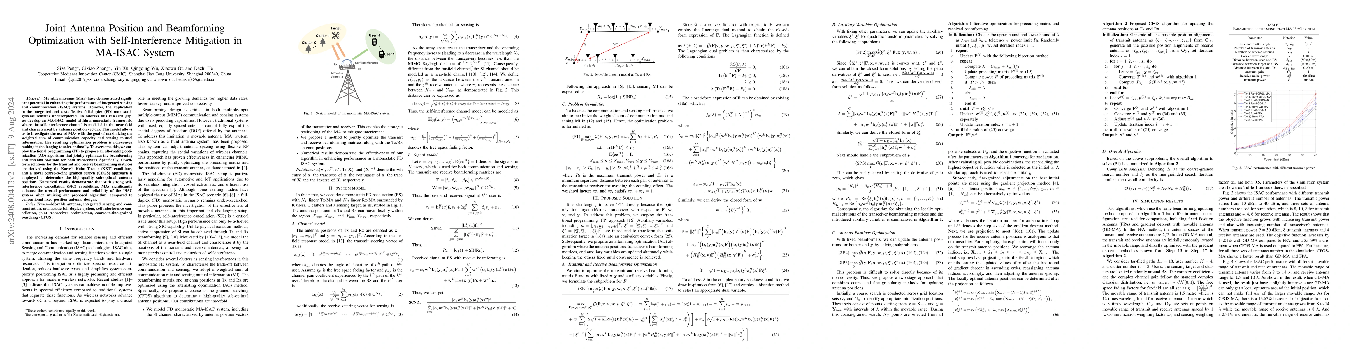 Thumbnail for Joint Antenna Position and Beamforming Optimization with
  Self-Interference Mitigation in MA-ISAC System