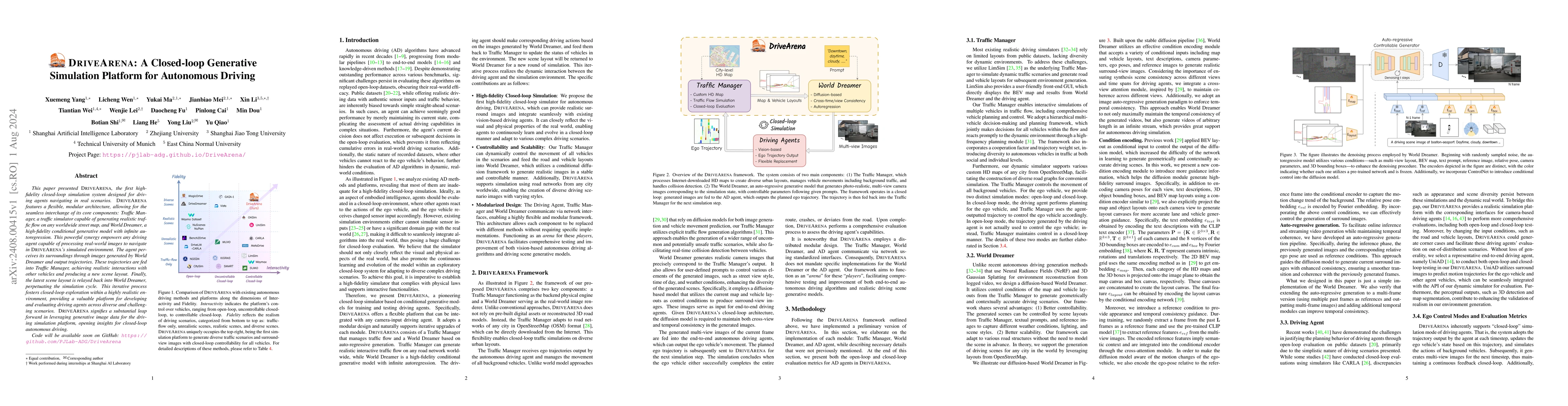 Thumbnail for DriveArena: A Closed-loop Generative Simulation Platform for Autonomous
  Driving