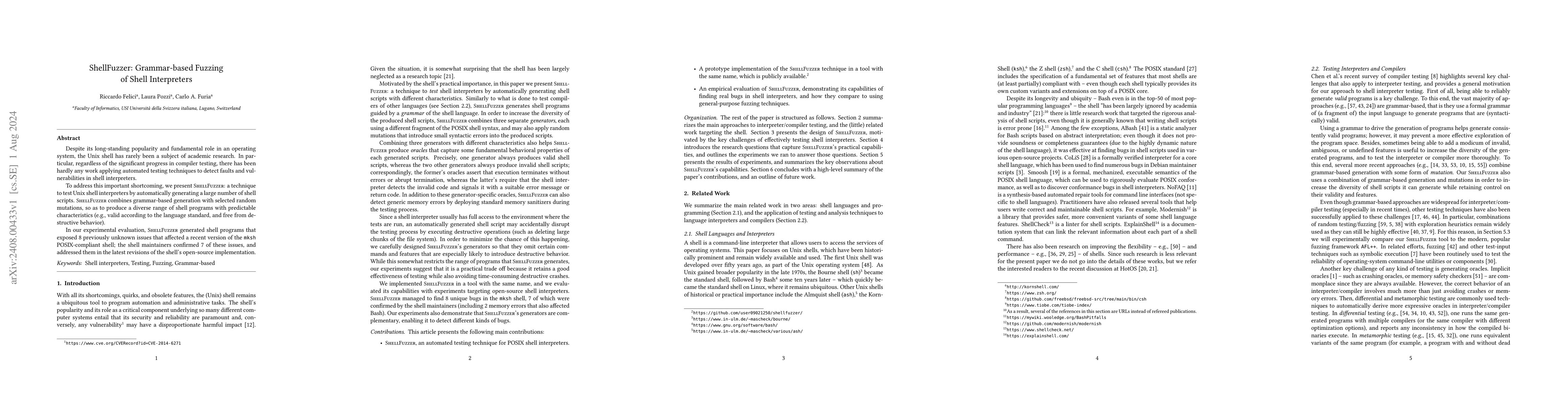 Thumbnail for ShellFuzzer: Grammar-based Fuzzing of Shell Interpreters