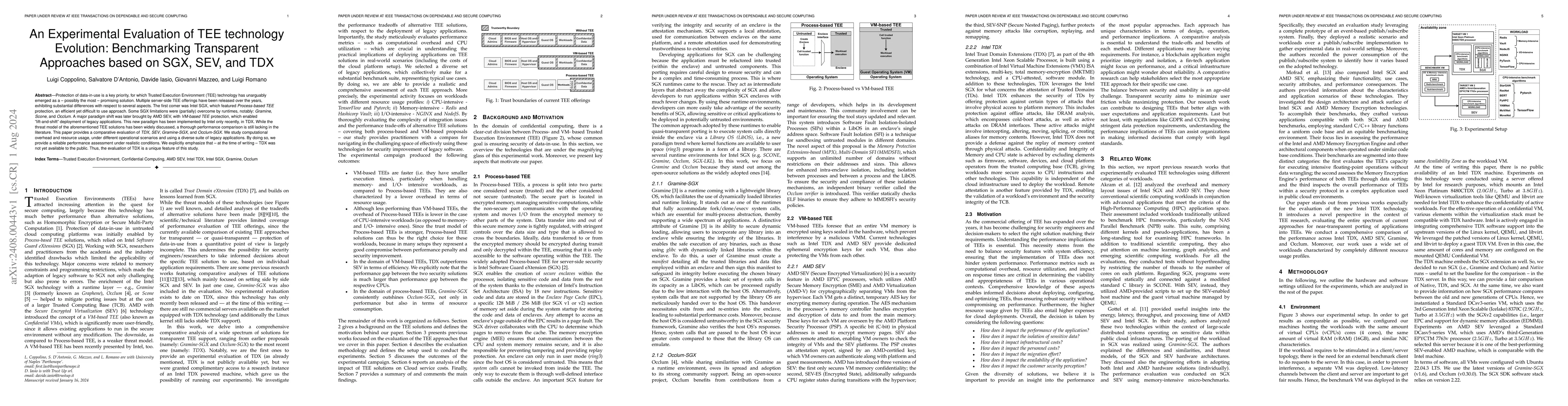 Thumbnail for An Experimental Evaluation of TEE technology Evolution: Benchmarking
  Transparent Approaches based on SGX, SEV, and TDX
