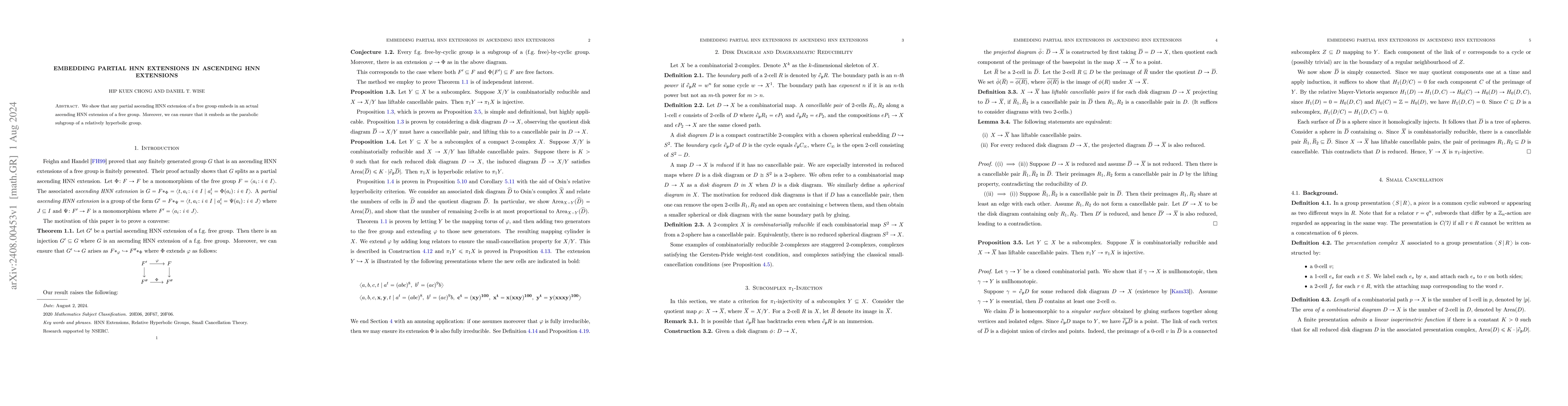 Thumbnail for Embedding Partial HNN Extensions In Ascending HNN Extensions