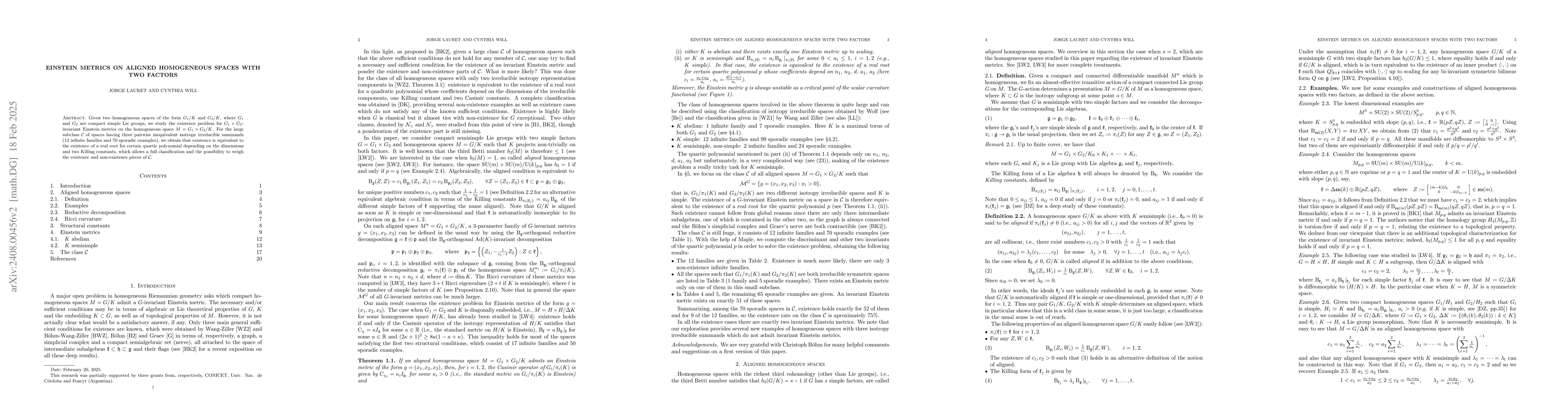 Thumbnail for Einstein metrics on aligned homogeneous spaces with two factors