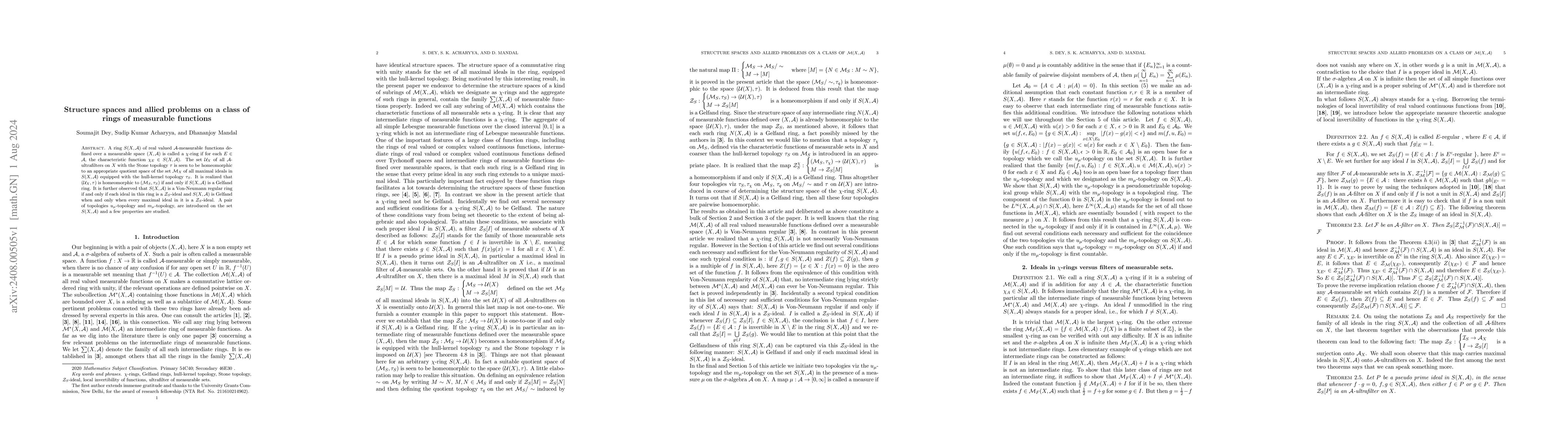 Thumbnail for Structure spaces and allied problems on a class of rings of measurable
  functions