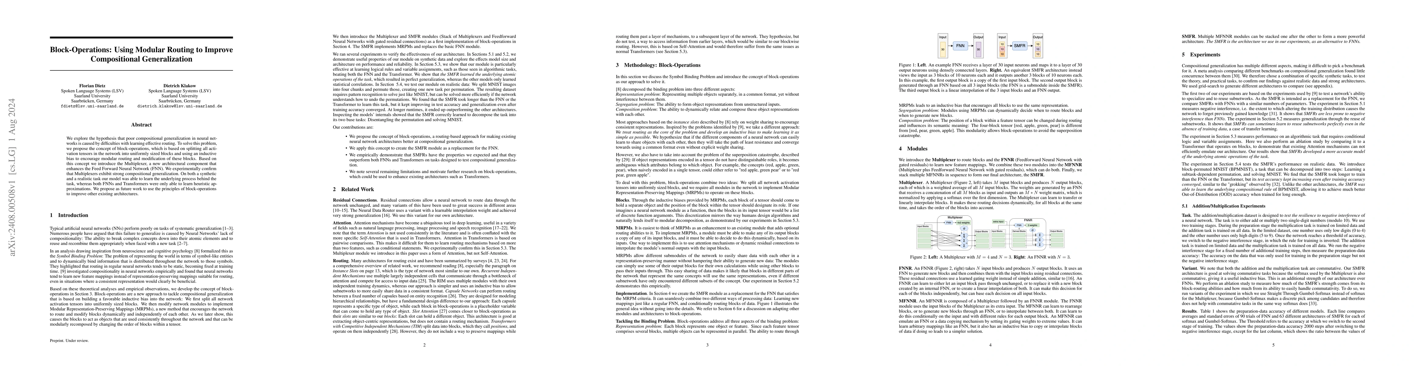 Thumbnail for Block-Operations: Using Modular Routing to Improve Compositional
  Generalization
