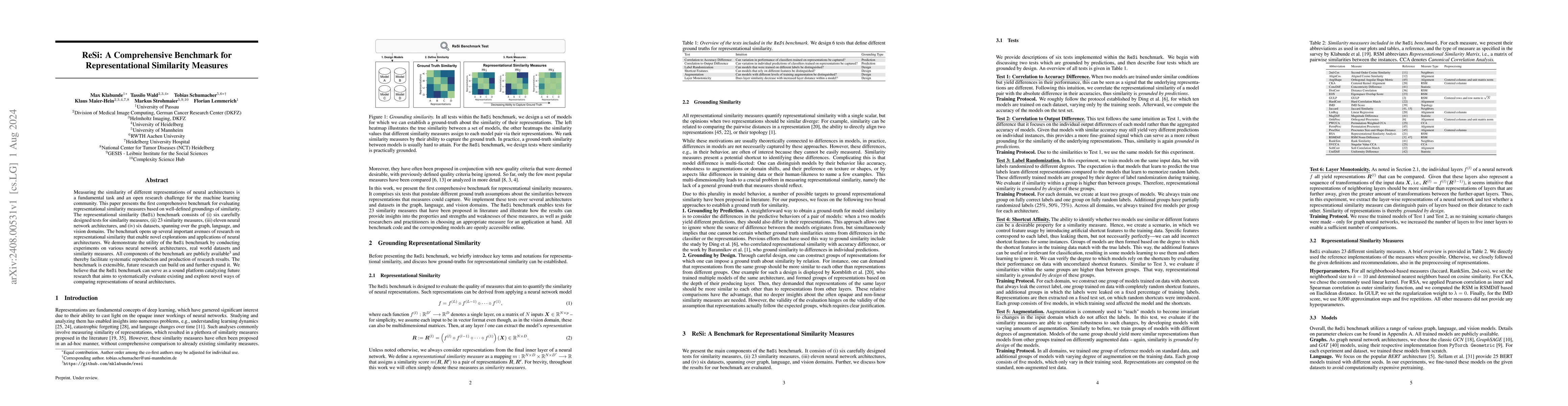 Thumbnail for ReSi: A Comprehensive Benchmark for Representational Similarity Measures