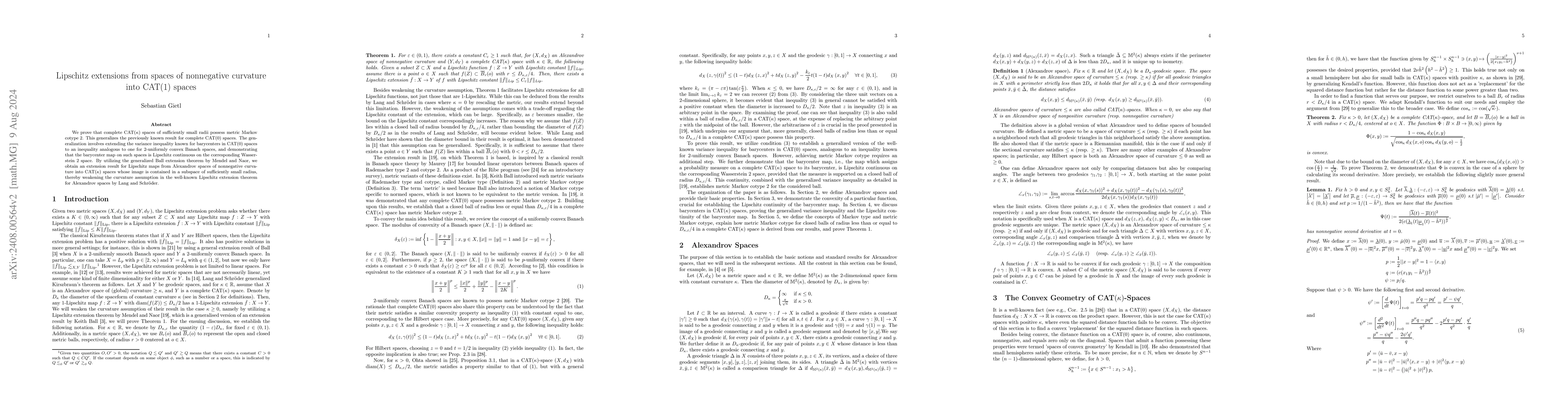 Thumbnail for Lipschitz extensions from spaces of nonnegative curvature into CAT(1)
  spaces