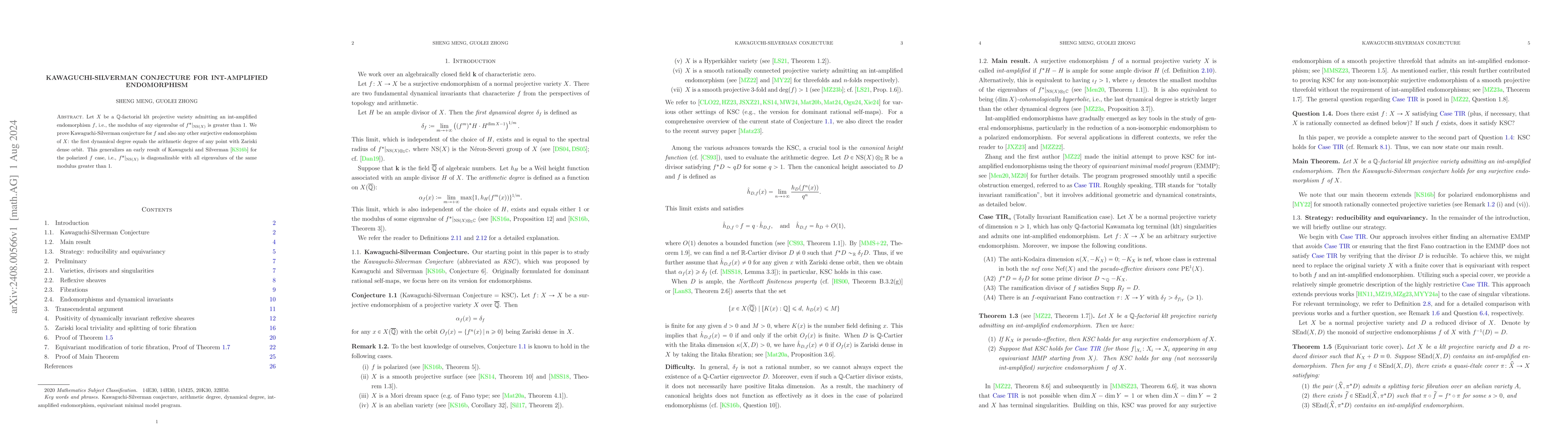 Thumbnail for Kawaguchi-Silverman conjecture for int-amplified endomorphism