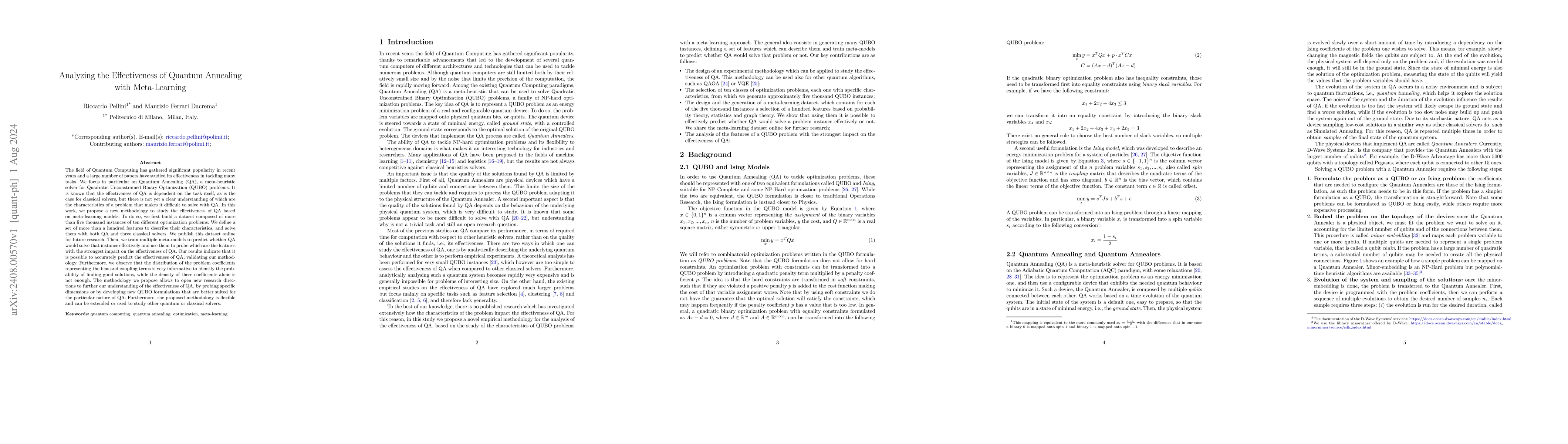 Thumbnail for Analyzing the Effectiveness of Quantum Annealing with Meta-Learning