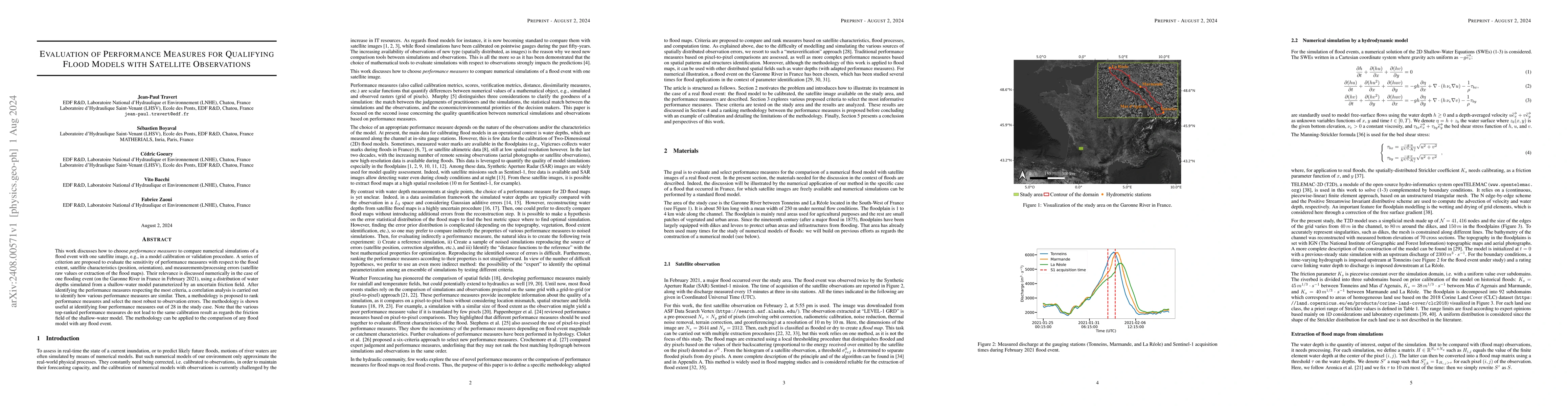 Thumbnail for Evaluation of Performance Measures for Qualifying Flood Models with
  Satellite Observations