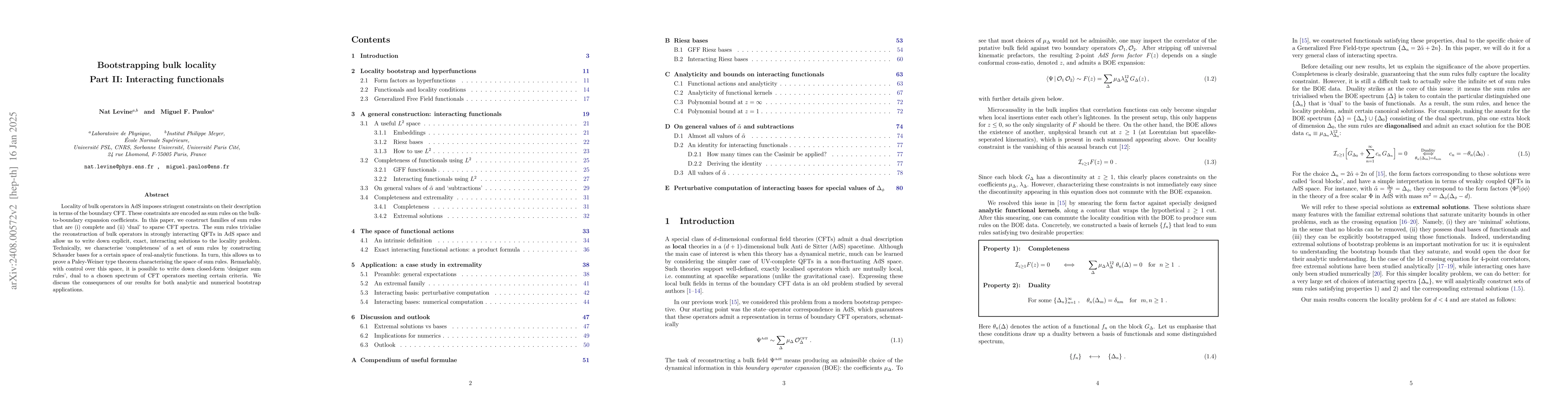 Thumbnail for Bootstrapping bulk locality. Part II: Interacting functionals