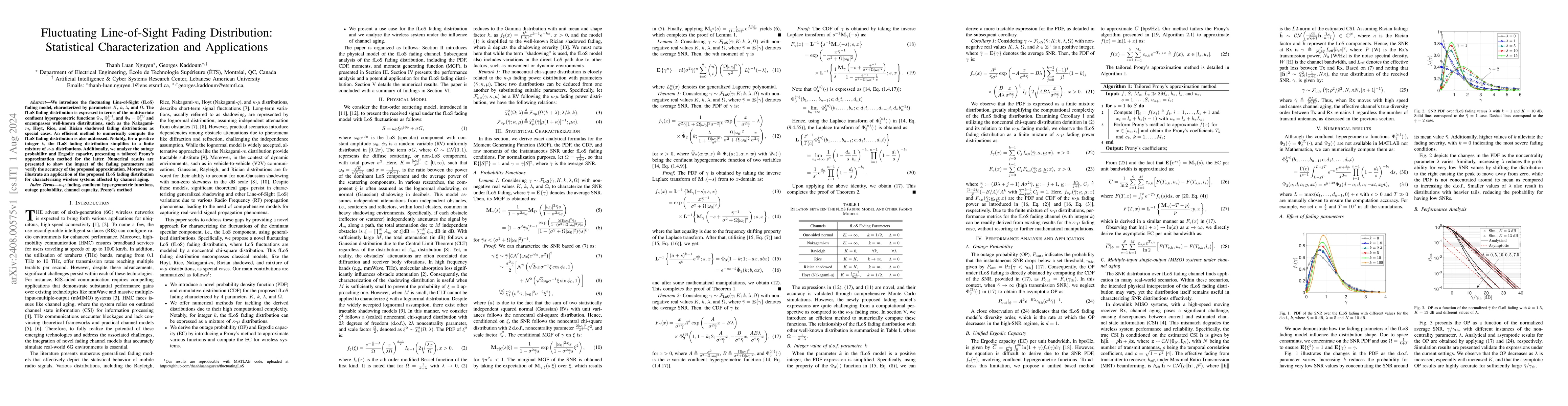 Thumbnail for Fluctuating Line-of-Sight Fading Distribution: Statistical
  Characterization and Applications