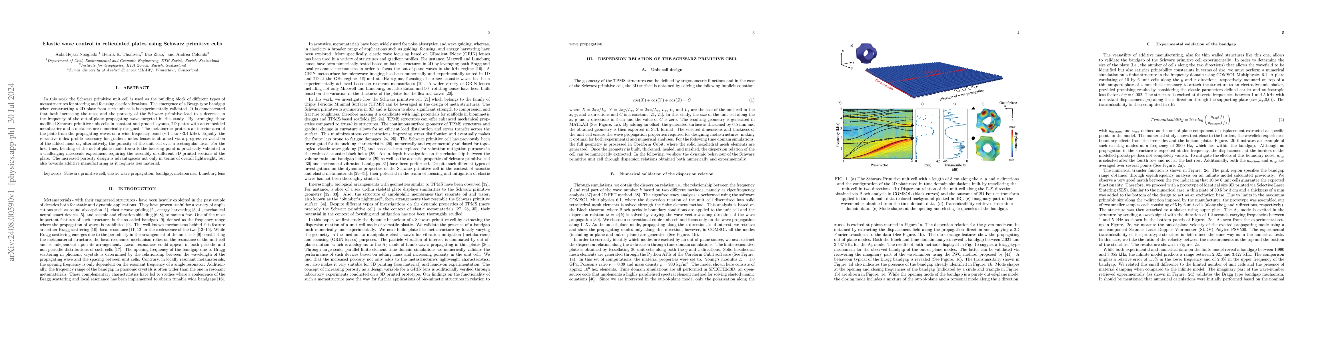 Thumbnail for Elastic wave control in reticulated plates using Schwarz primitive cells