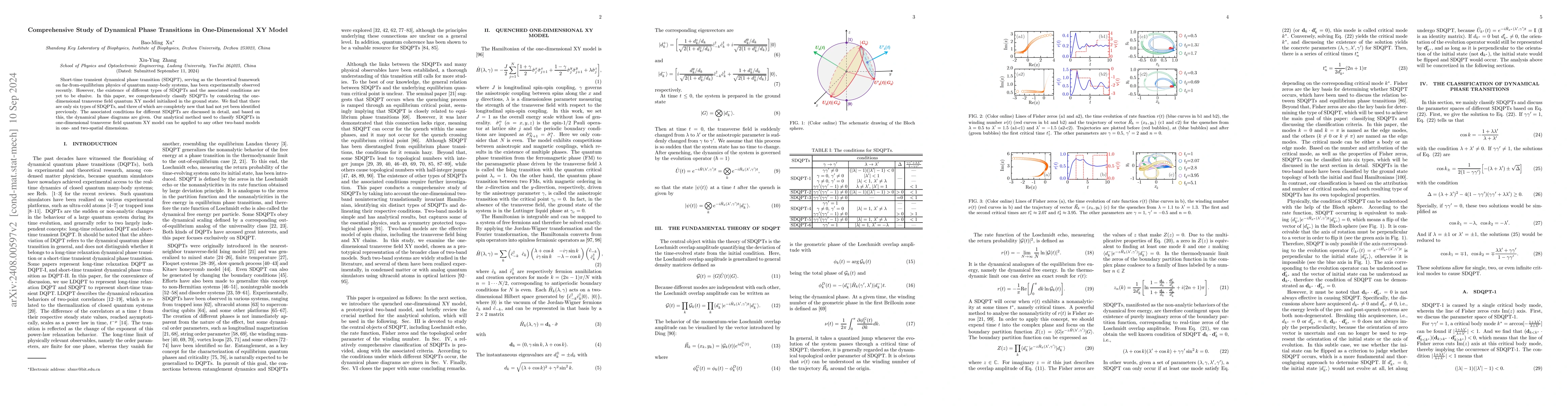 Thumbnail for Comprehensive Study of Dynamical Phase Transitions in One-Dimensional XY
  Model