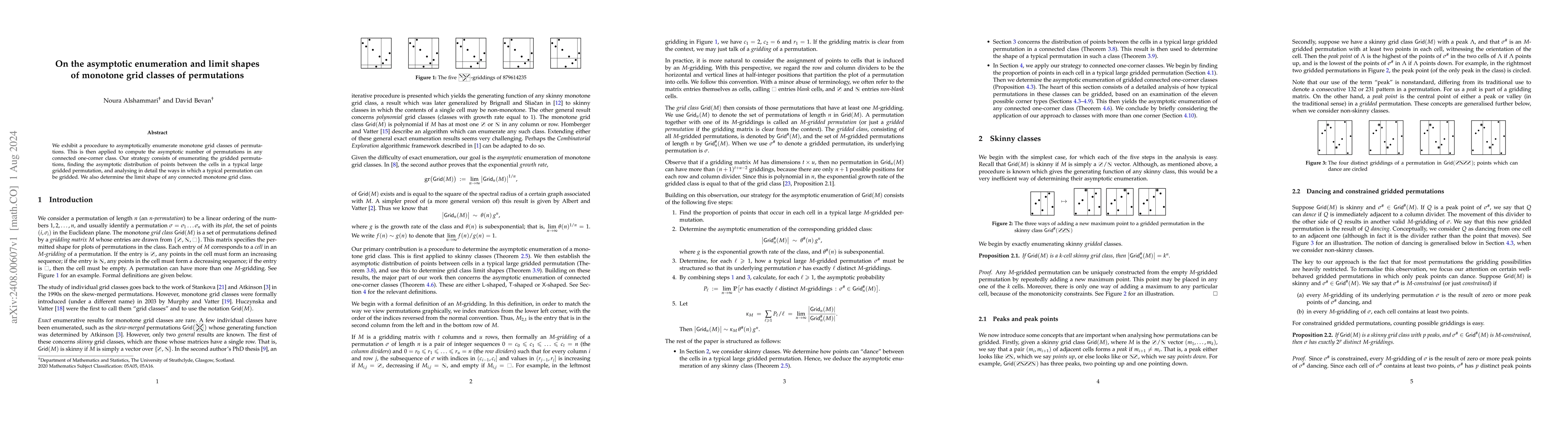 Thumbnail for On the asymptotic enumeration and limit shapes of monotone grid classes
  of permutations