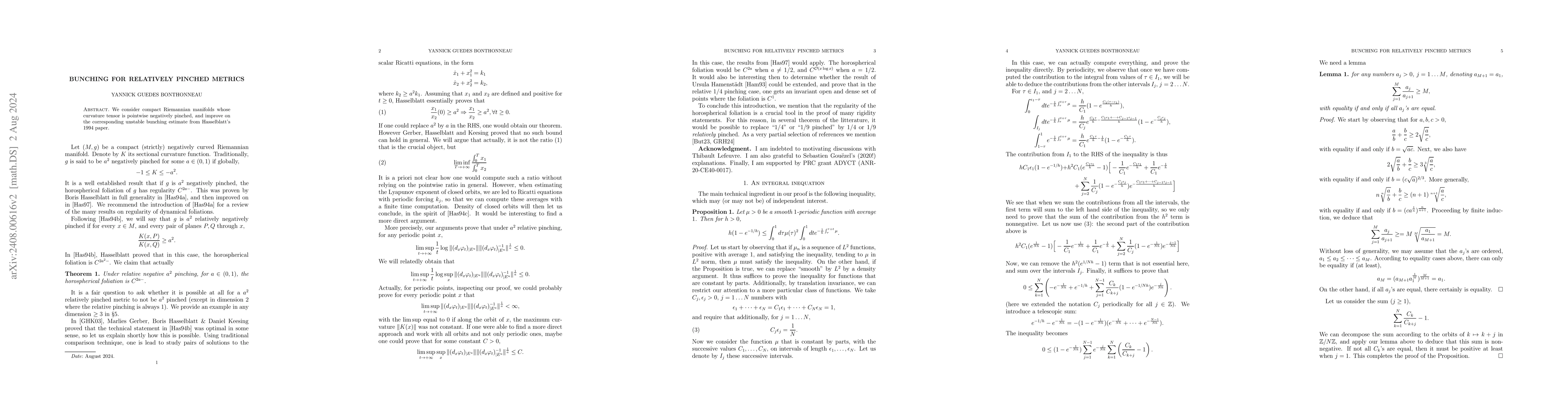 Thumbnail for Bunching for relatively pinched metrics