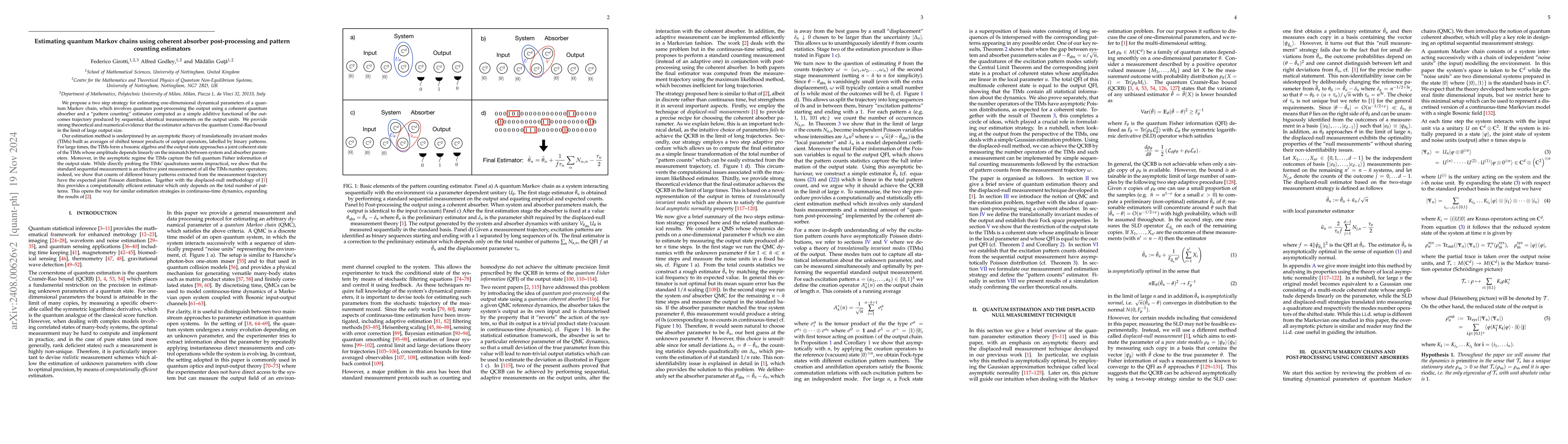 Thumbnail for Estimating quantum Markov chains using coherent absorber post-processing
  and pattern counting estimator
