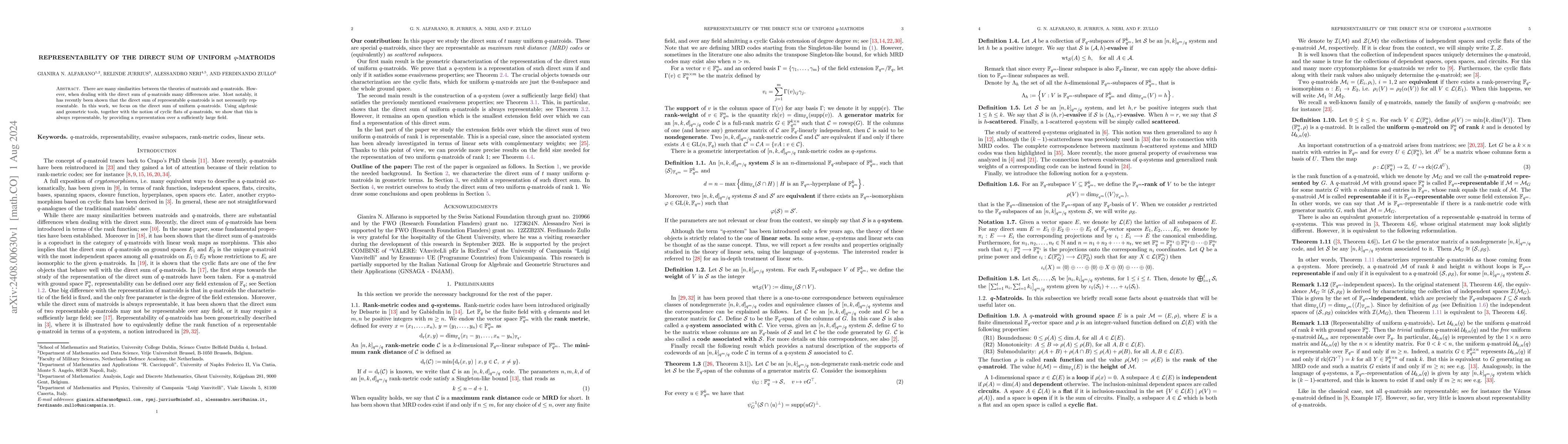 Thumbnail for Representability of the direct sum of uniform q-matroids