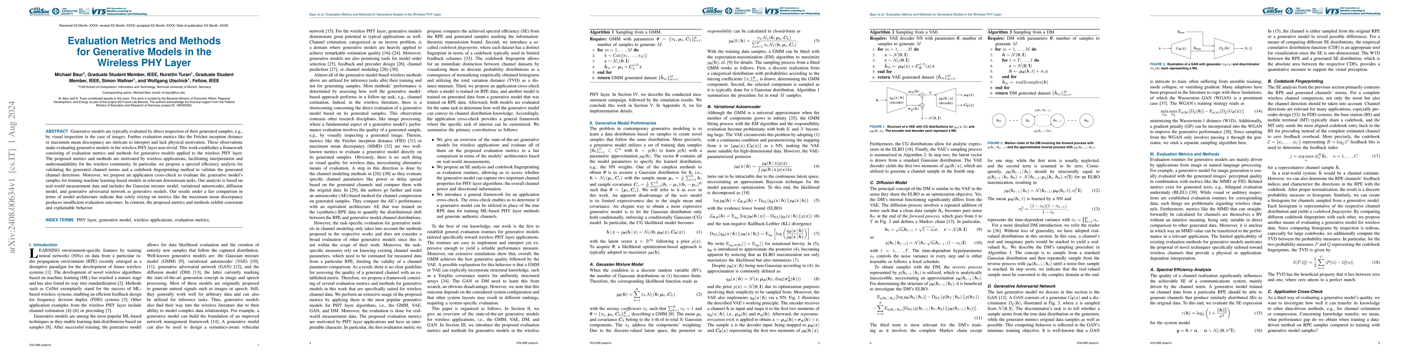Thumbnail for Evaluation Metrics and Methods for Generative Models in the Wireless PHY
  Layer