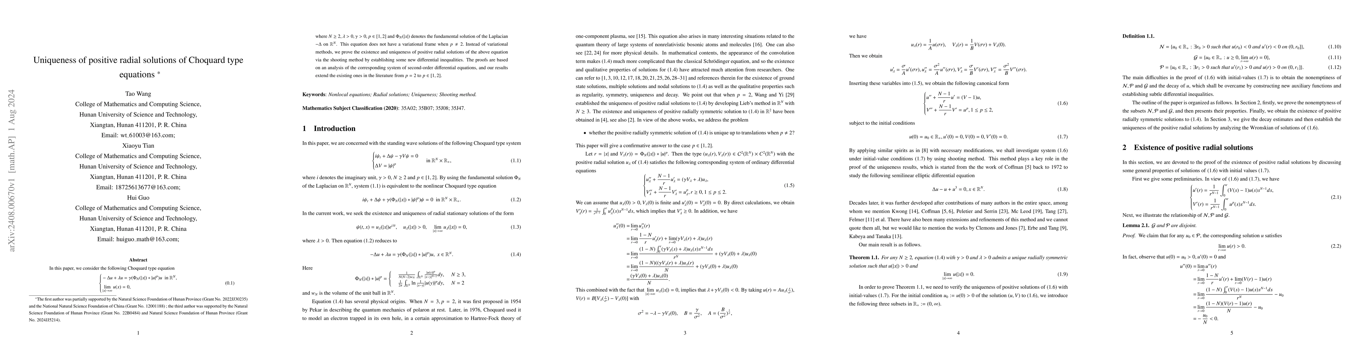 Thumbnail for Uniqueness of positive radial solutions of Choquard type equations