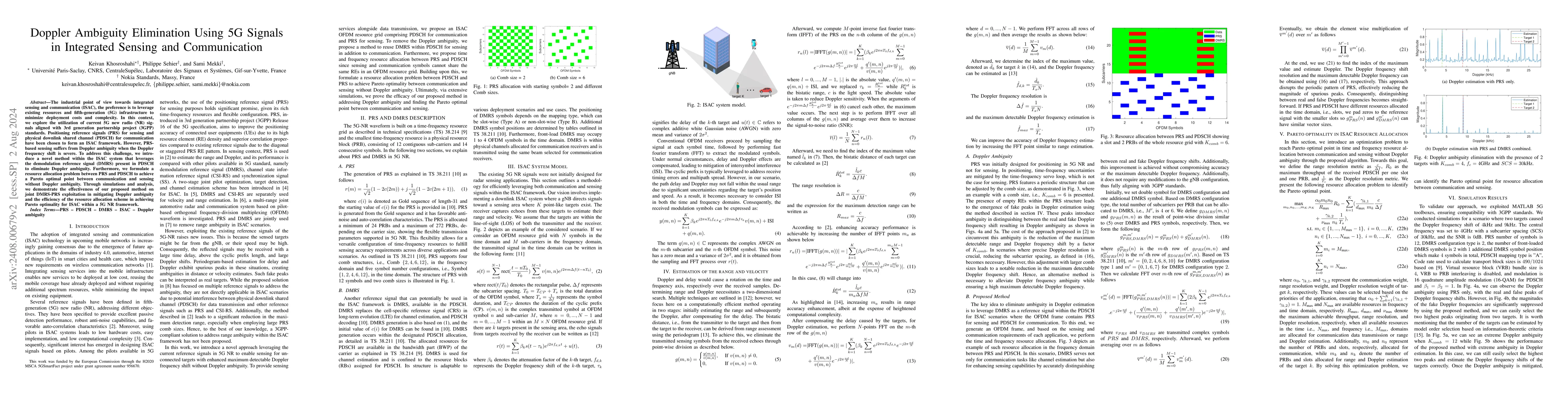 Thumbnail for Doppler Ambiguity Elimination Using 5G Signals in Integrated Sensing and
  Communication