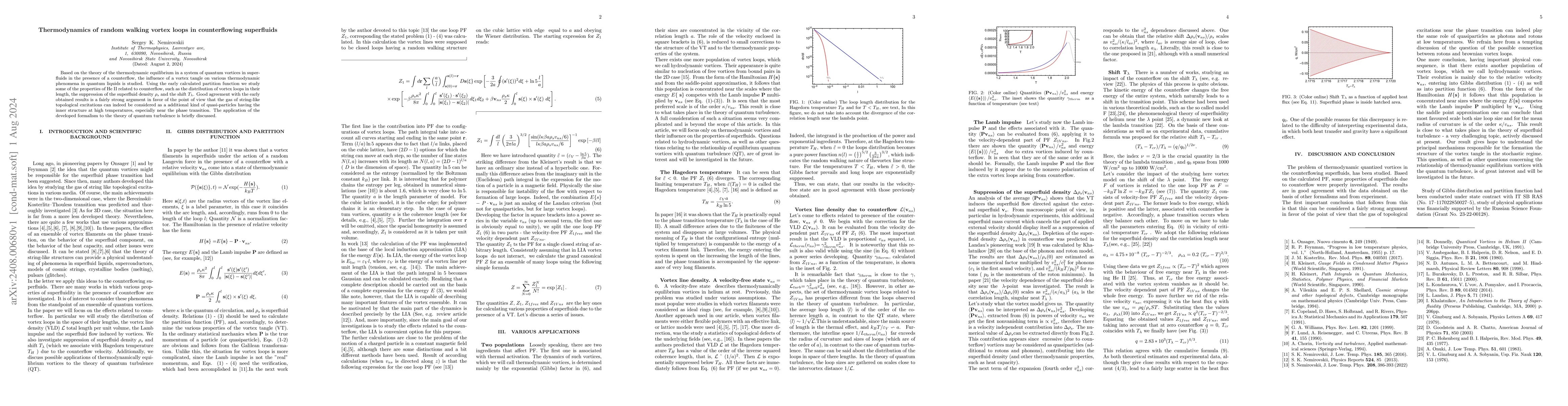 Thumbnail for Thermodynamics of random walking vortex loops in counterflowing
  superfluids