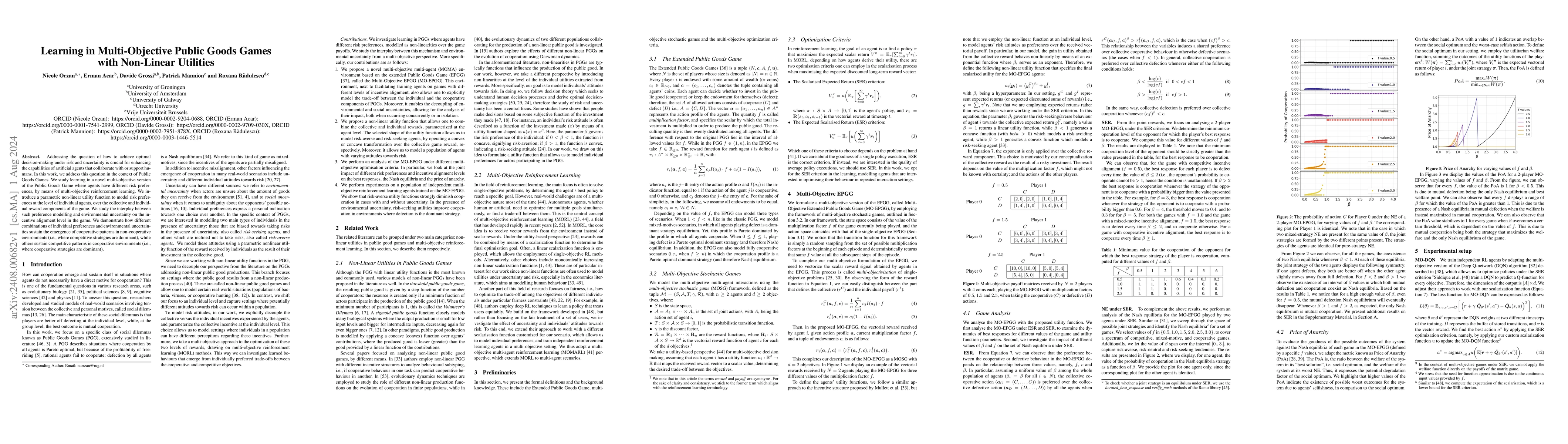 Thumbnail for Learning in Multi-Objective Public Goods Games with Non-Linear Utilities