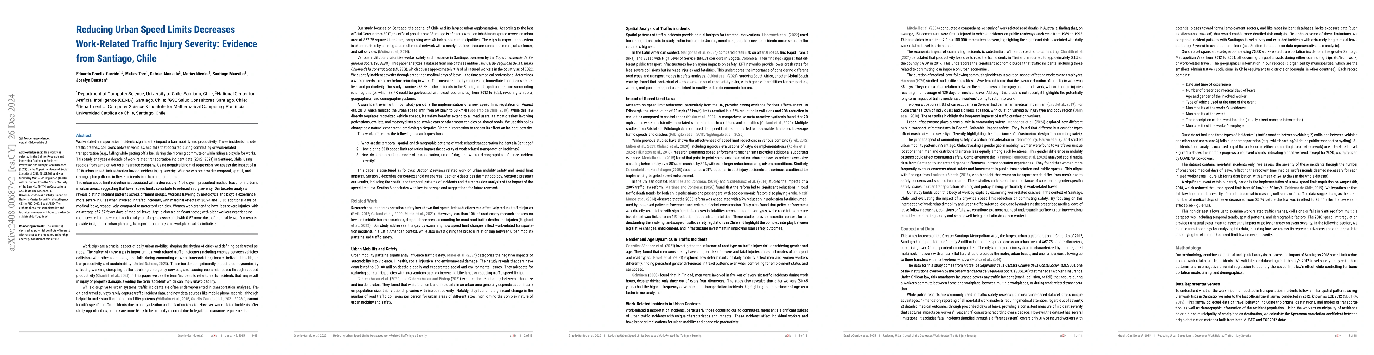Thumbnail for Speed Limit Reduction Enhances Urban Worker Safety: Evidence from a
  Decade of Traffic Incidents in Santiago, Chile