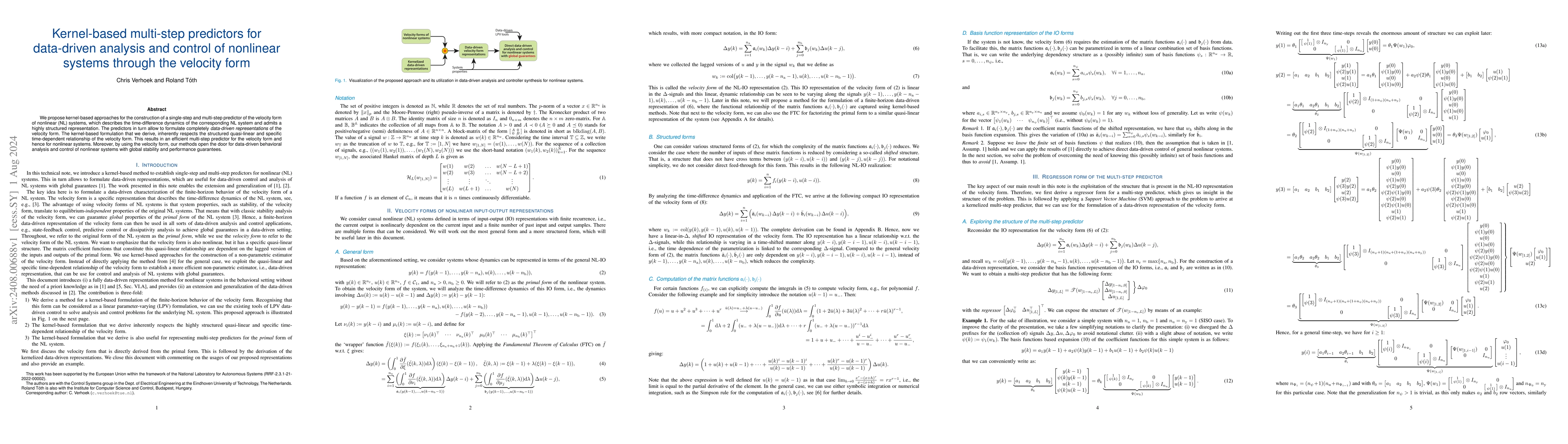 Thumbnail for Kernel-based multi-step predictors for data-driven analysis and control
  of nonlinear systems through the velocity form