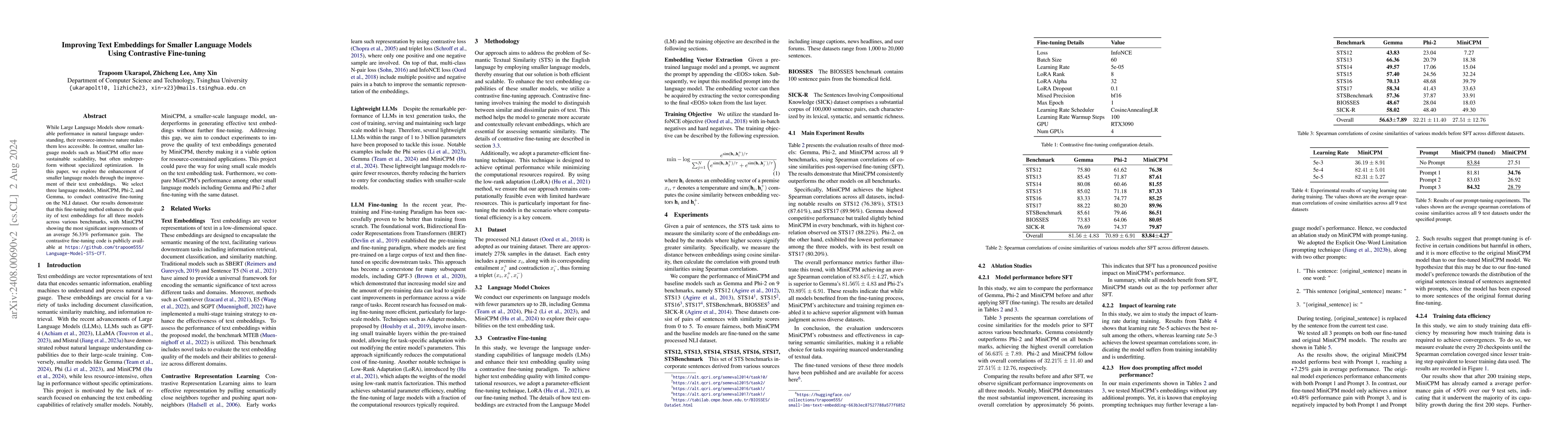 Thumbnail for Improving Text Embeddings for Smaller Language Models Using Contrastive
  Fine-tuning