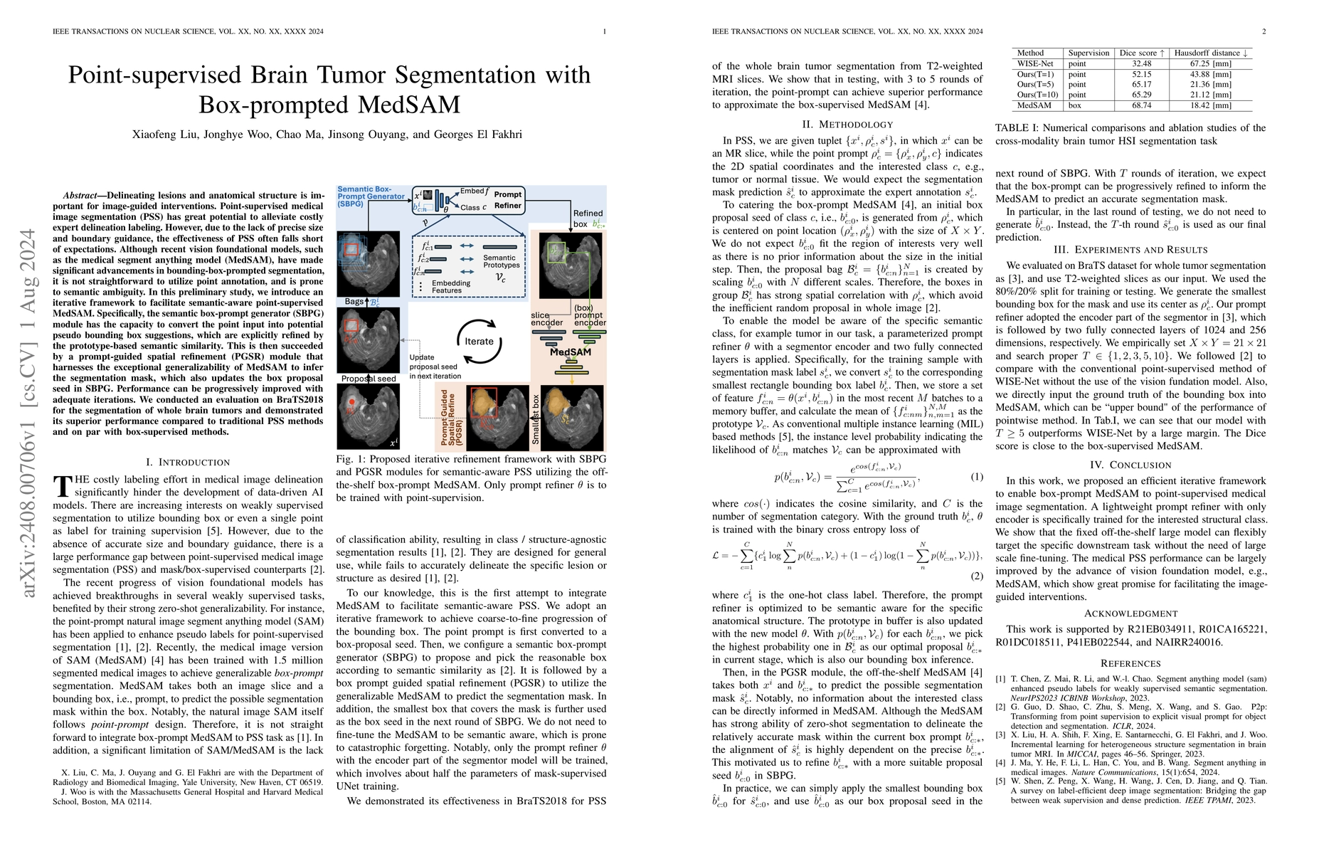 Thumbnail for Point-supervised Brain Tumor Segmentation with Box-prompted MedSAM
