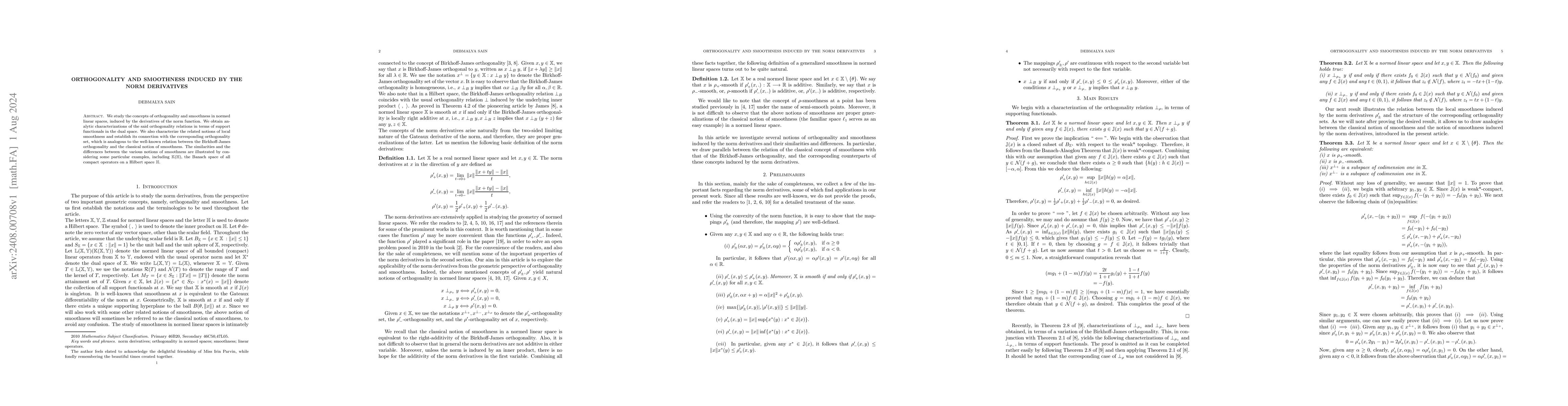 Thumbnail for Orthogonality and smoothness induced by the norm derivatives