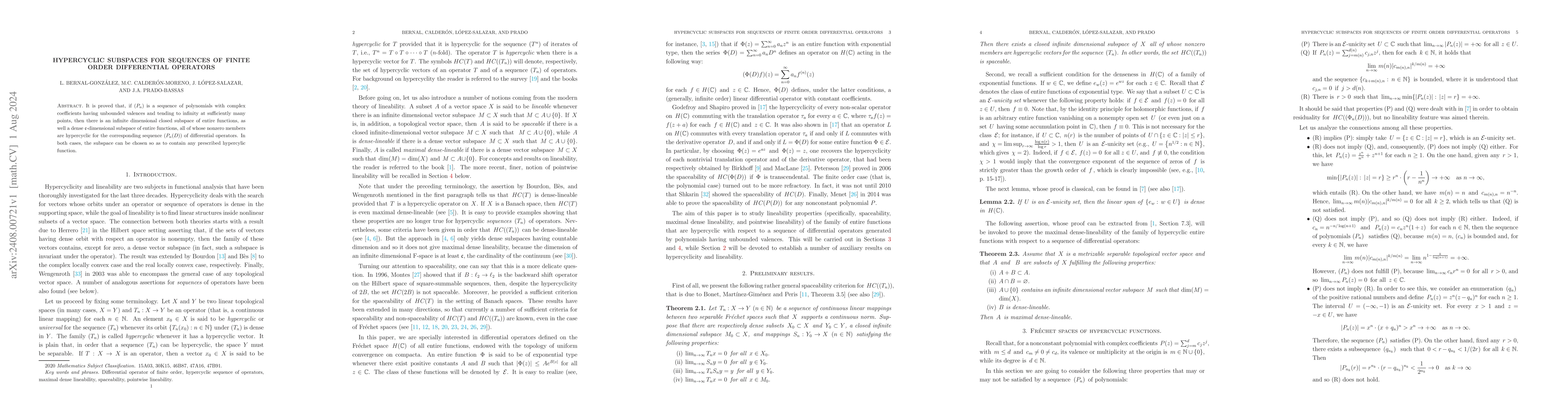 Thumbnail for Hypercyclic subspaces for sequences of finite order differential
  operators