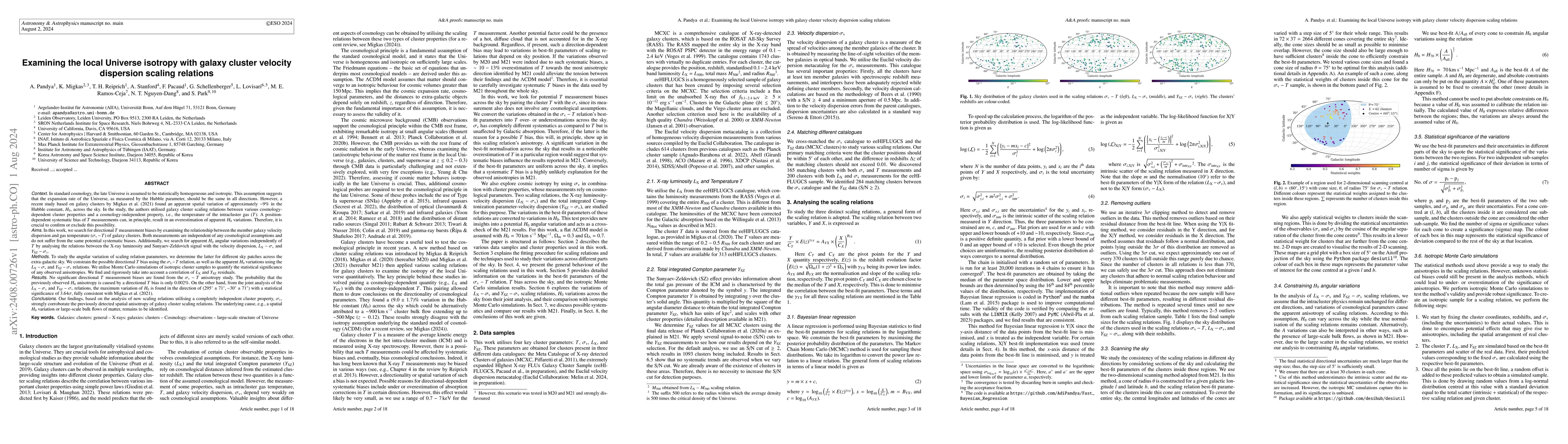 Thumbnail for Examining the local Universe isotropy with galaxy cluster velocity
  dispersion scaling relations