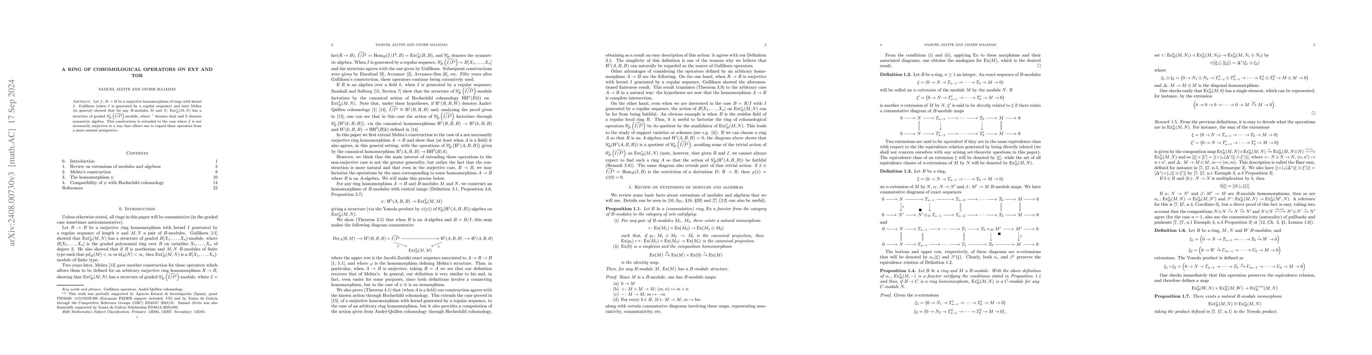 Thumbnail for A ring of cohomological operators on Ext and Tor