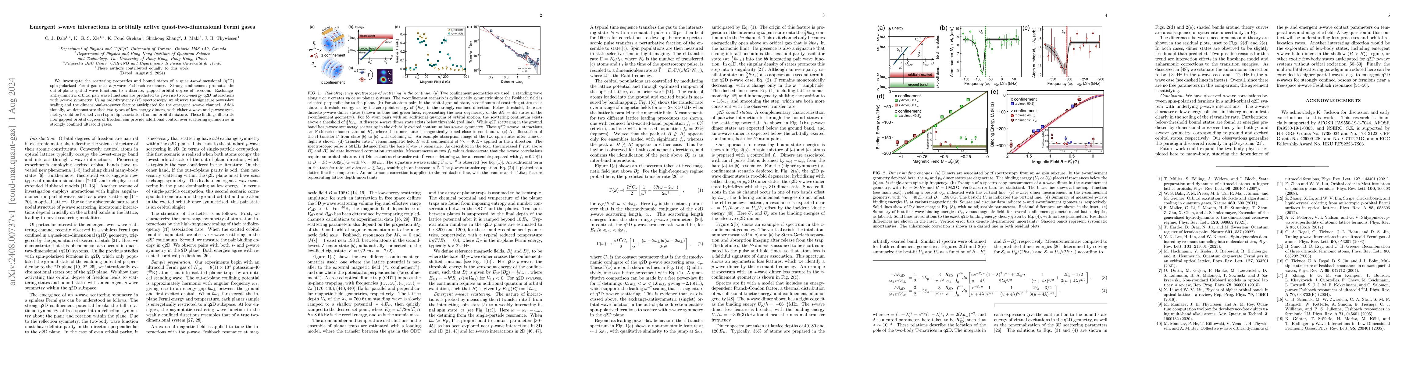 Thumbnail for Emergent $s$-wave interactions in orbitally active quasi-two-dimensional
  Fermi gases