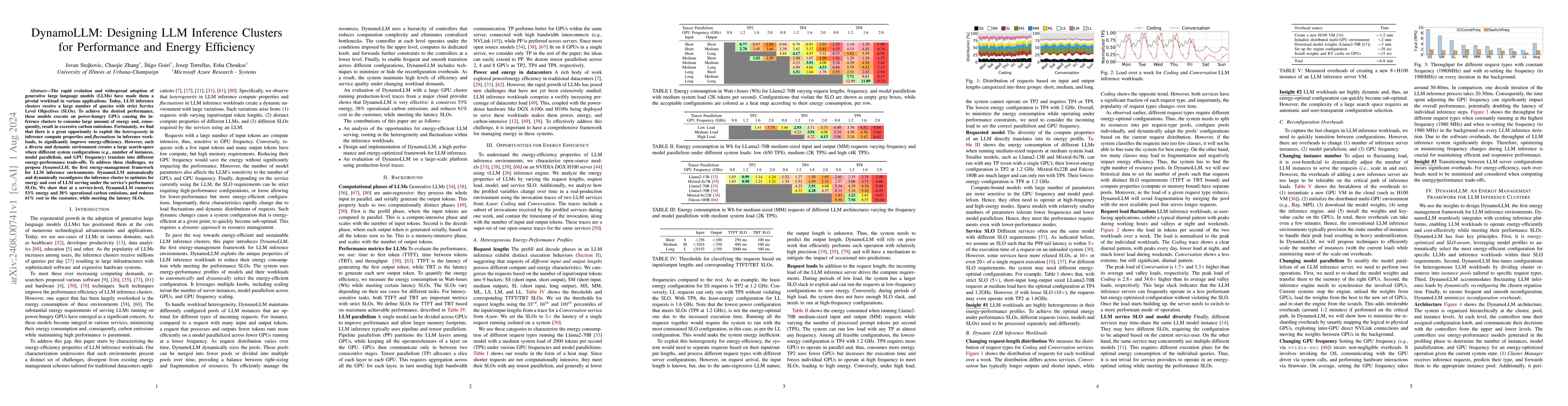 Thumbnail for DynamoLLM: Designing LLM Inference Clusters for Performance and Energy
  Efficiency