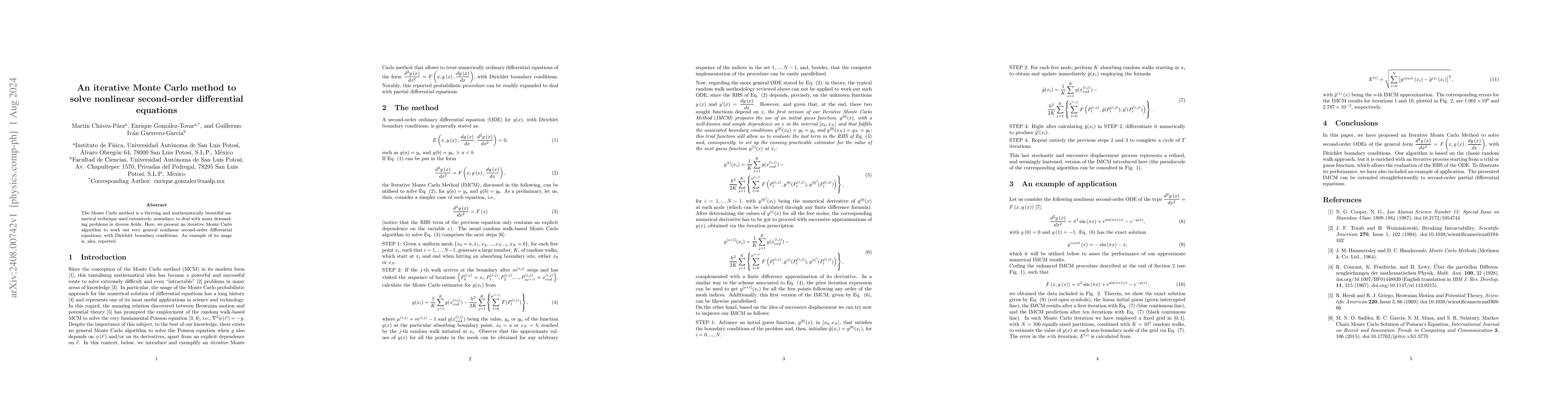 Thumbnail for An iterative Monte Carlo method to solve nonlinear second-order
  differential equations