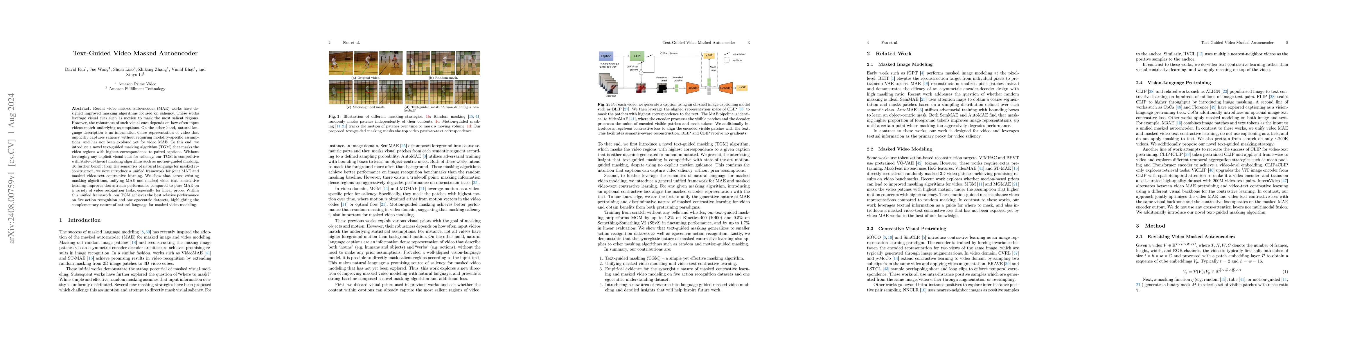 Thumbnail for Text-Guided Video Masked Autoencoder