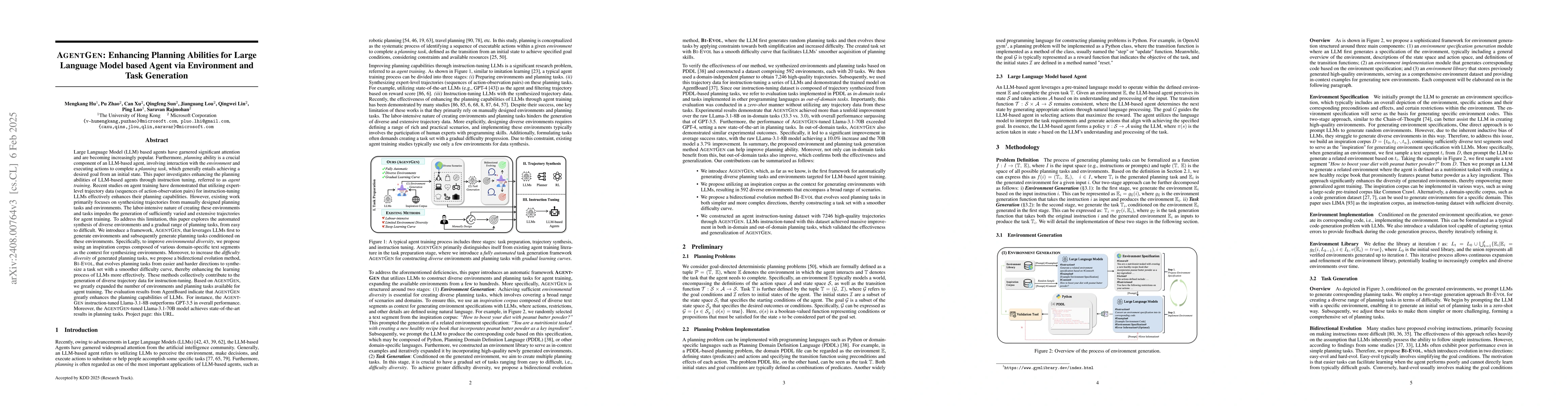 Thumbnail for AgentGen: Enhancing Planning Abilities for Large Language Model based
  Agent via Environment and Task Generation