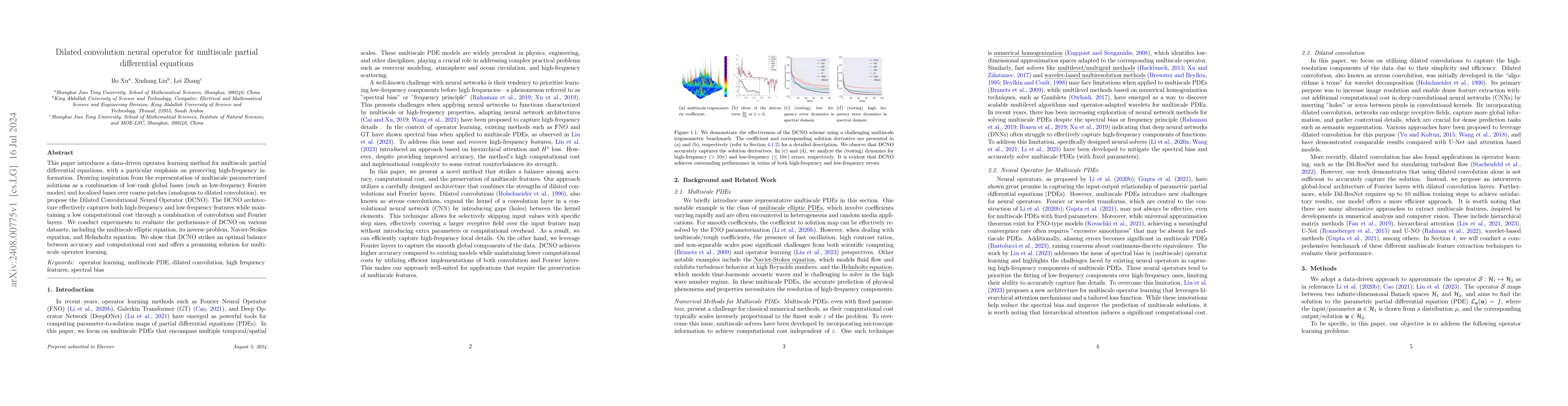 Thumbnail for Dilated convolution neural operator for multiscale partial differential
  equations