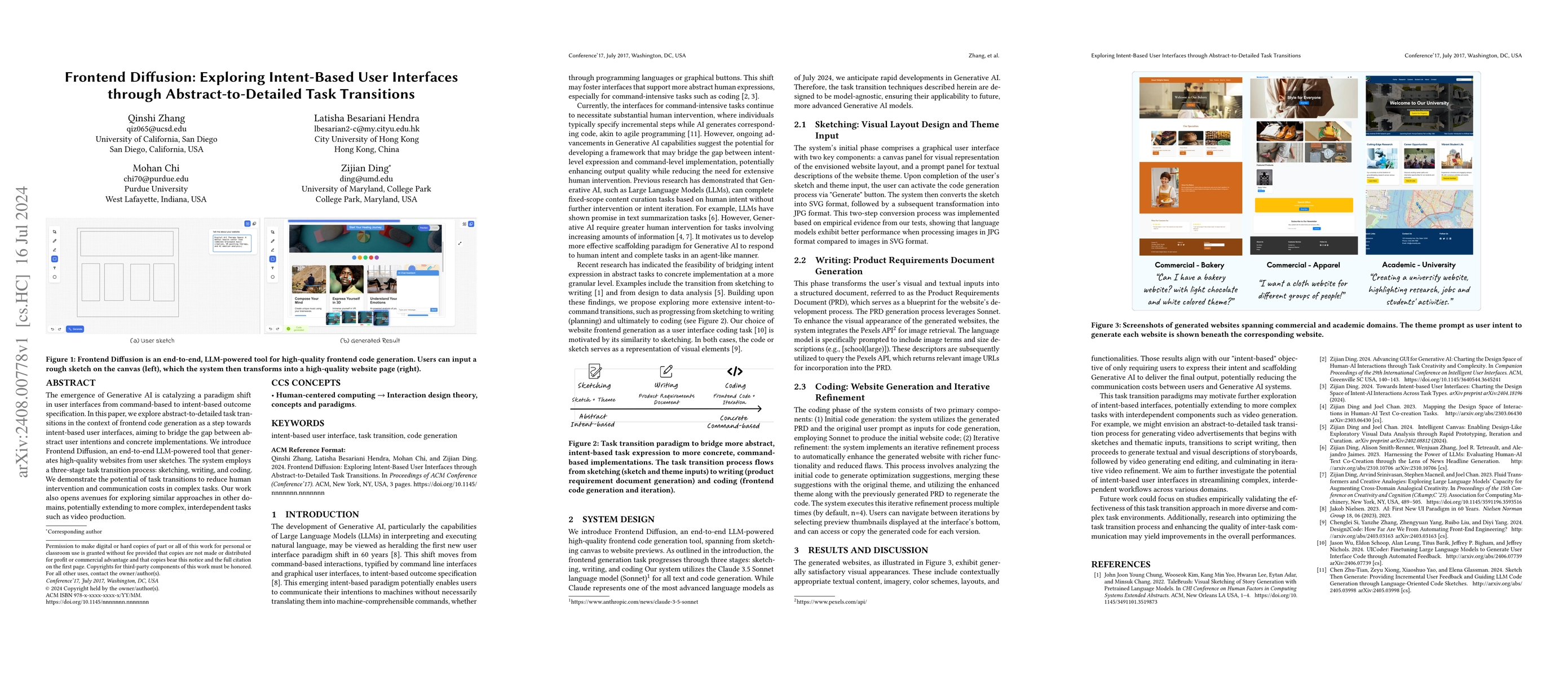 Thumbnail for Frontend Diffusion: Exploring Intent-Based User Interfaces through
  Abstract-to-Detailed Task Transitions